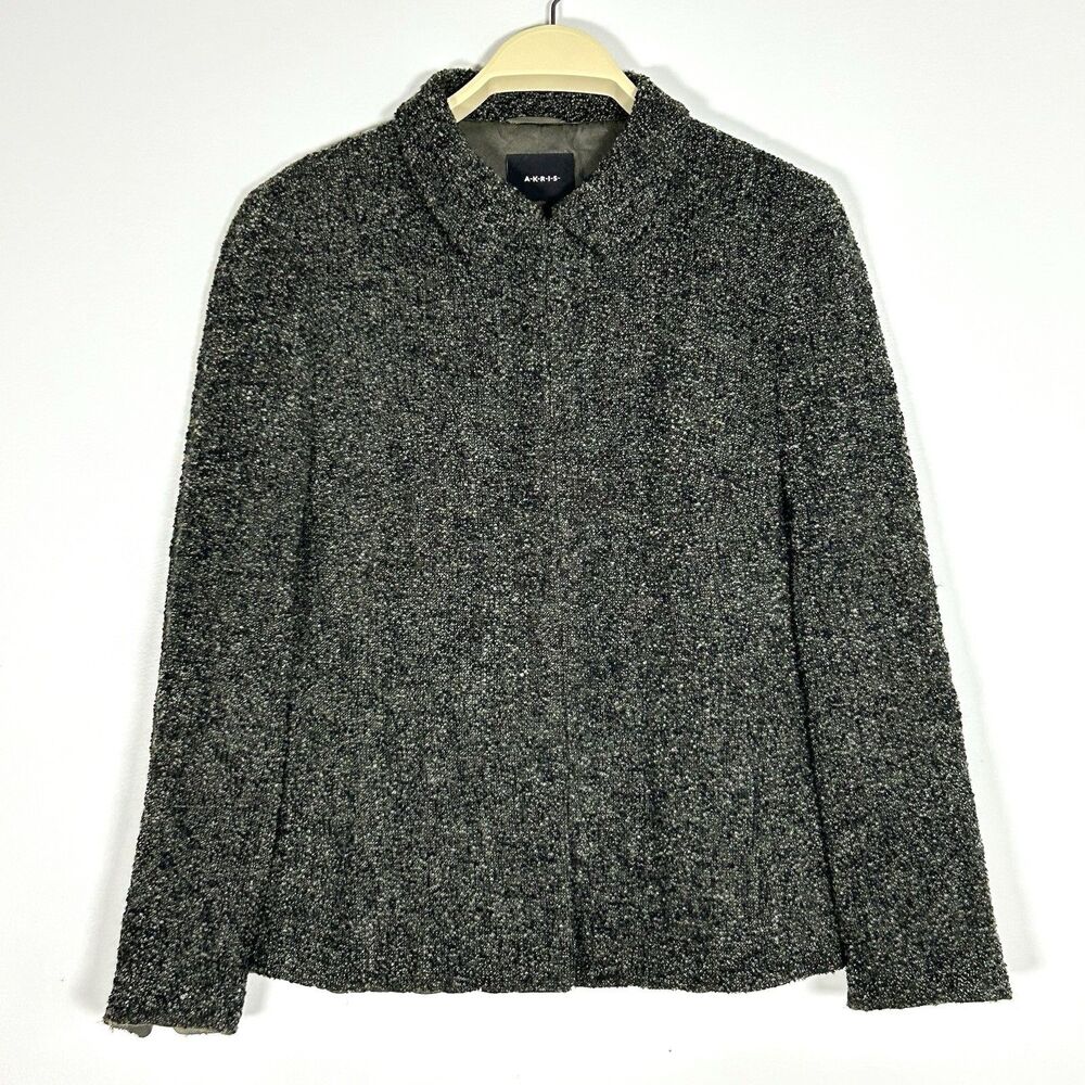 Akris Gray‎ Boucle 95% Alpaca Blazer Jacket Made in Italy